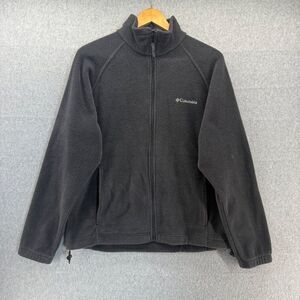 Columbia Womens Large Black / Gray Fleece Jacket Full-Zip Pockets Outdoor Hiking